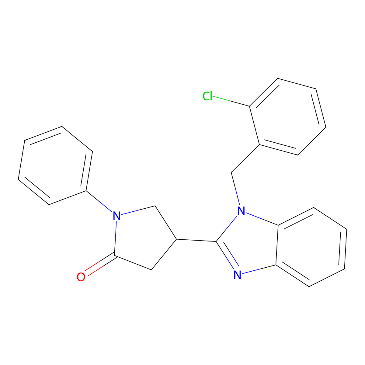 4-{1-[(2-Chlorophenyl)methyl]benzimidazol-2-yl}-1-phenylpyrrolidin-2-one molecular structure, CAS 637754-77-9