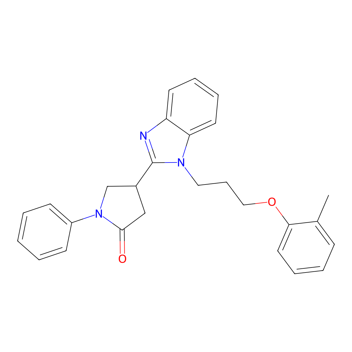 4-[1-[3-(2-Methylphenoxy)propyl]benzimidazol-2-yl]-1-phenylpyrrolidin-2-one molecular structure, CAS 637754-90-6