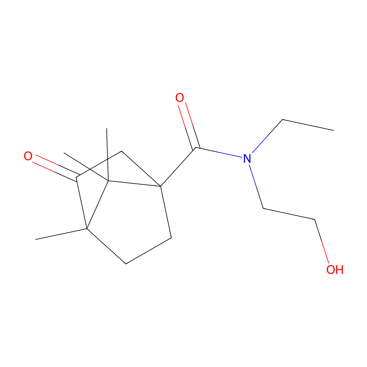 N-ethyl-N-(2-hydroxyethyl)-4,7,7-trimethyl-3-oxobicyclo[2.2.1]heptane-1-carboxamide molecular structure, CAS 637755-14-7