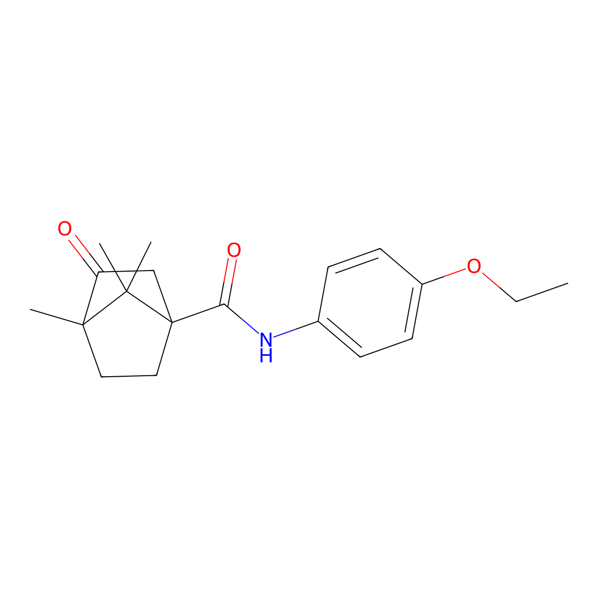 N-(4-ethoxyphenyl)-4,7,7-trimethyl-3-oxobicyclo[2.2.1]heptane-1-carboxamide molecular structure, CAS 637755-19-2