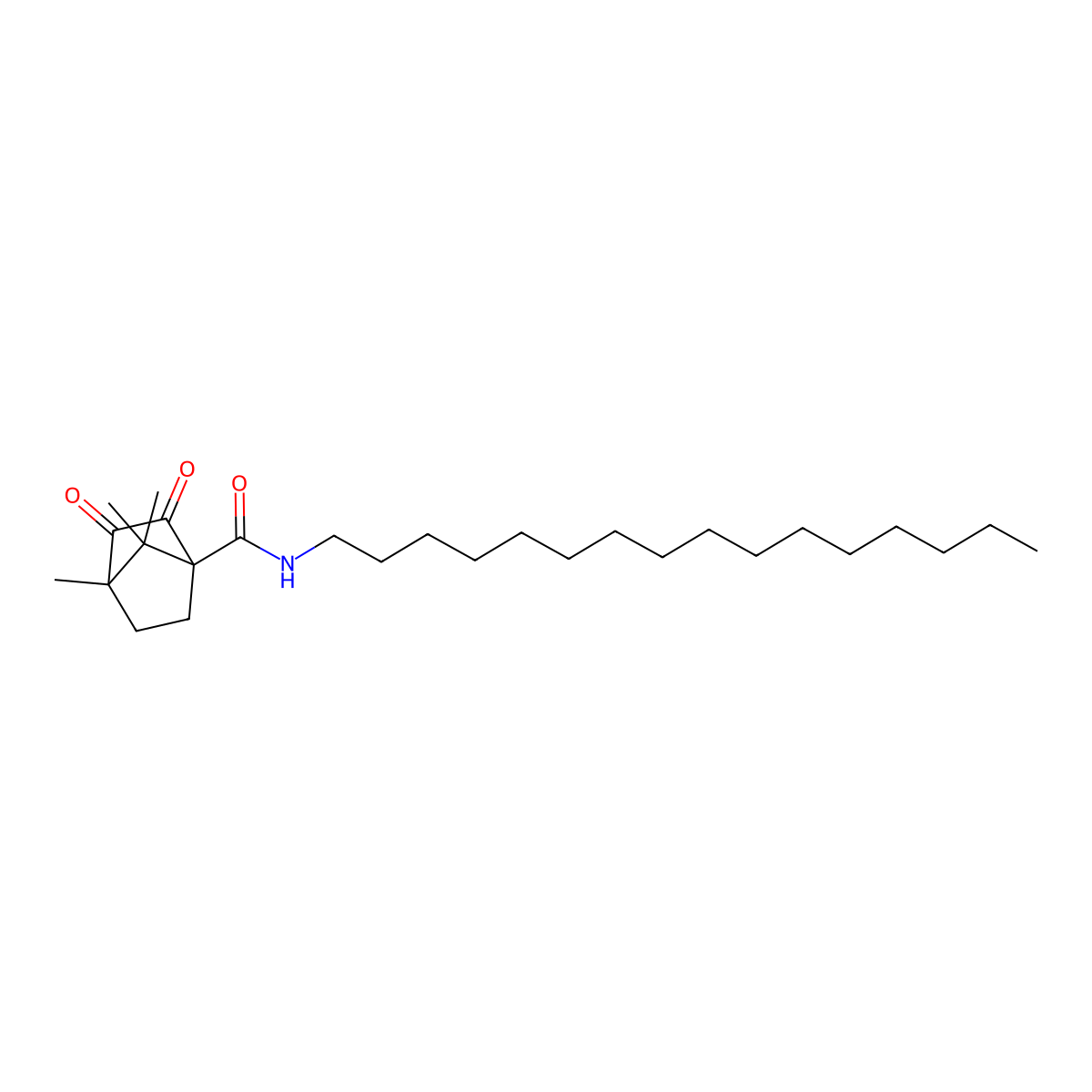N-hexadecyl-4,7,7-trimethyl-2,3-dioxobicyclo[2.2.1]heptane-1-carboxamide molecular structure, CAS 637755-23-8