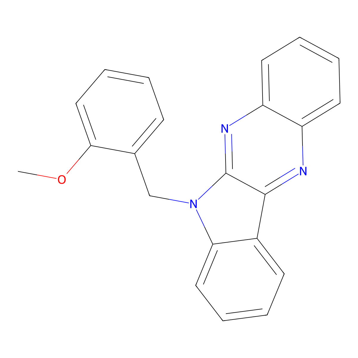 6-(2-methoxybenzyl)-6H-indolo[2,3-b]quinoxaline molecular structure, CAS 637756-43-5
