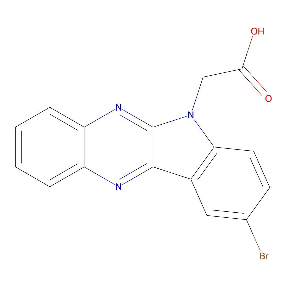 (9-bromo-6H-indolo[2,3-b]quinoxalin-6-yl)acetic acid molecular structure, CAS 637756-49-1