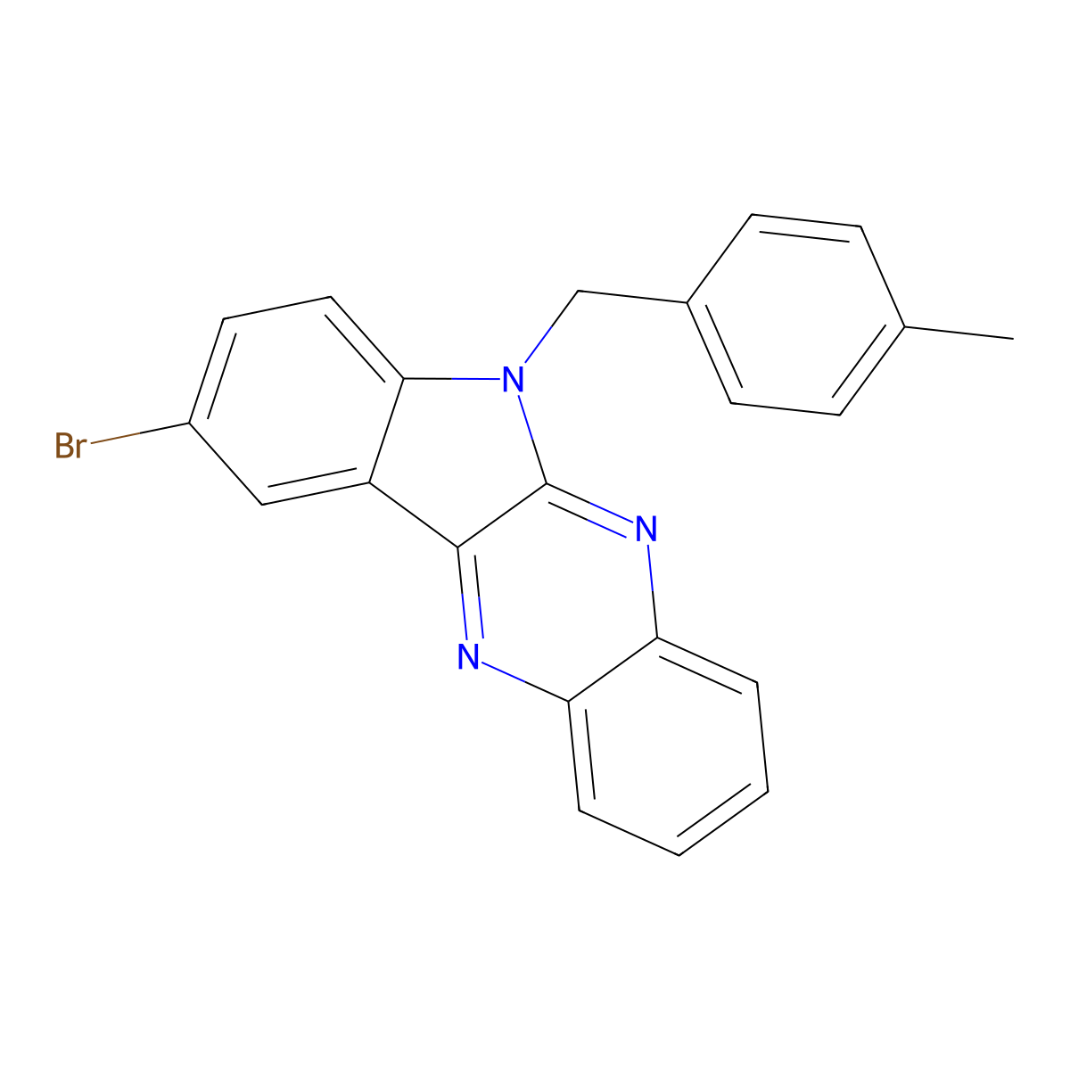 9-bromo-6-(4-methylbenzyl)-6H-indolo[2,3-b]quinoxaline molecular structure, CAS 637756-53-7