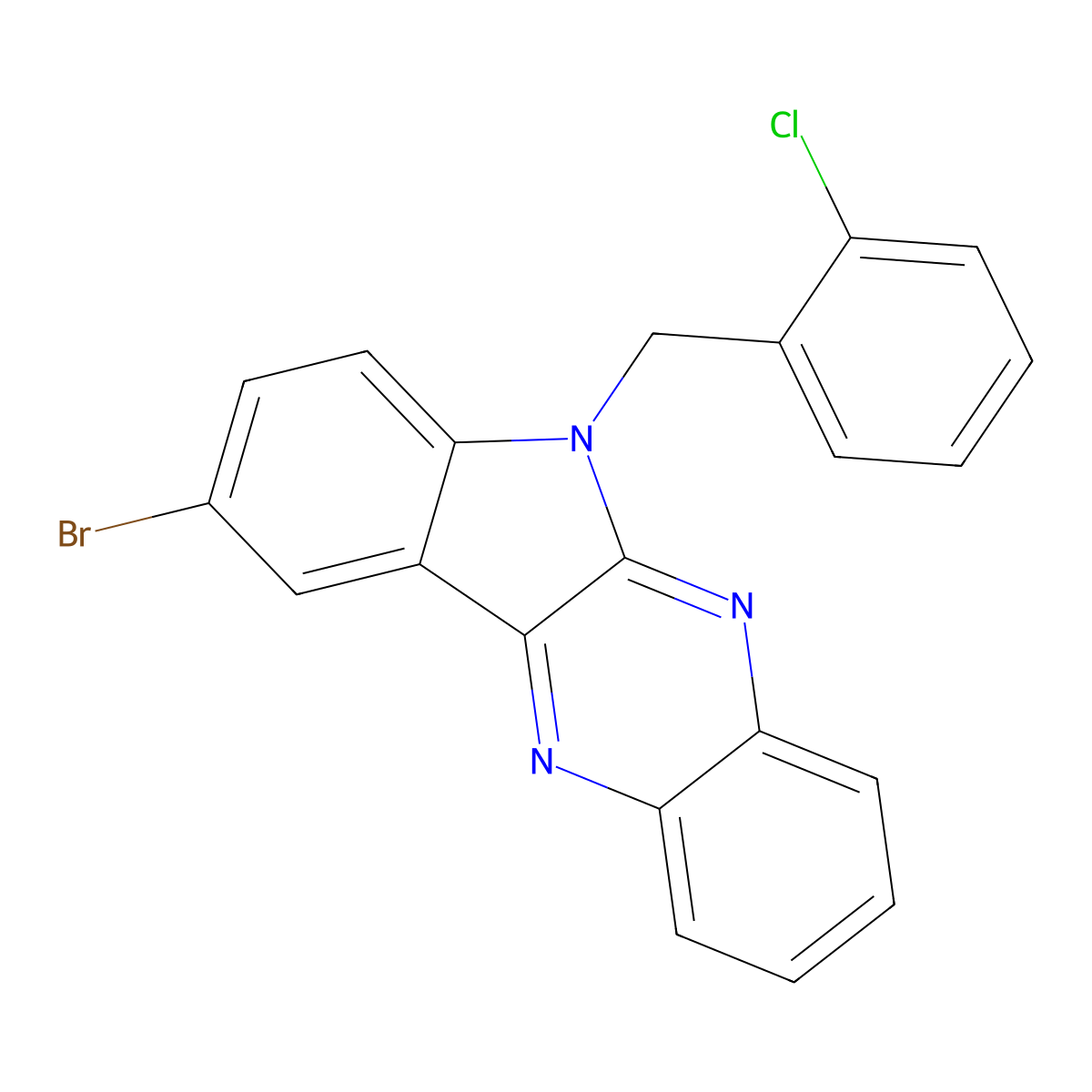 9-bromo-6-(2-chlorobenzyl)-6H-indolo[2,3-b]quinoxaline molecular structure, CAS 637756-55-9