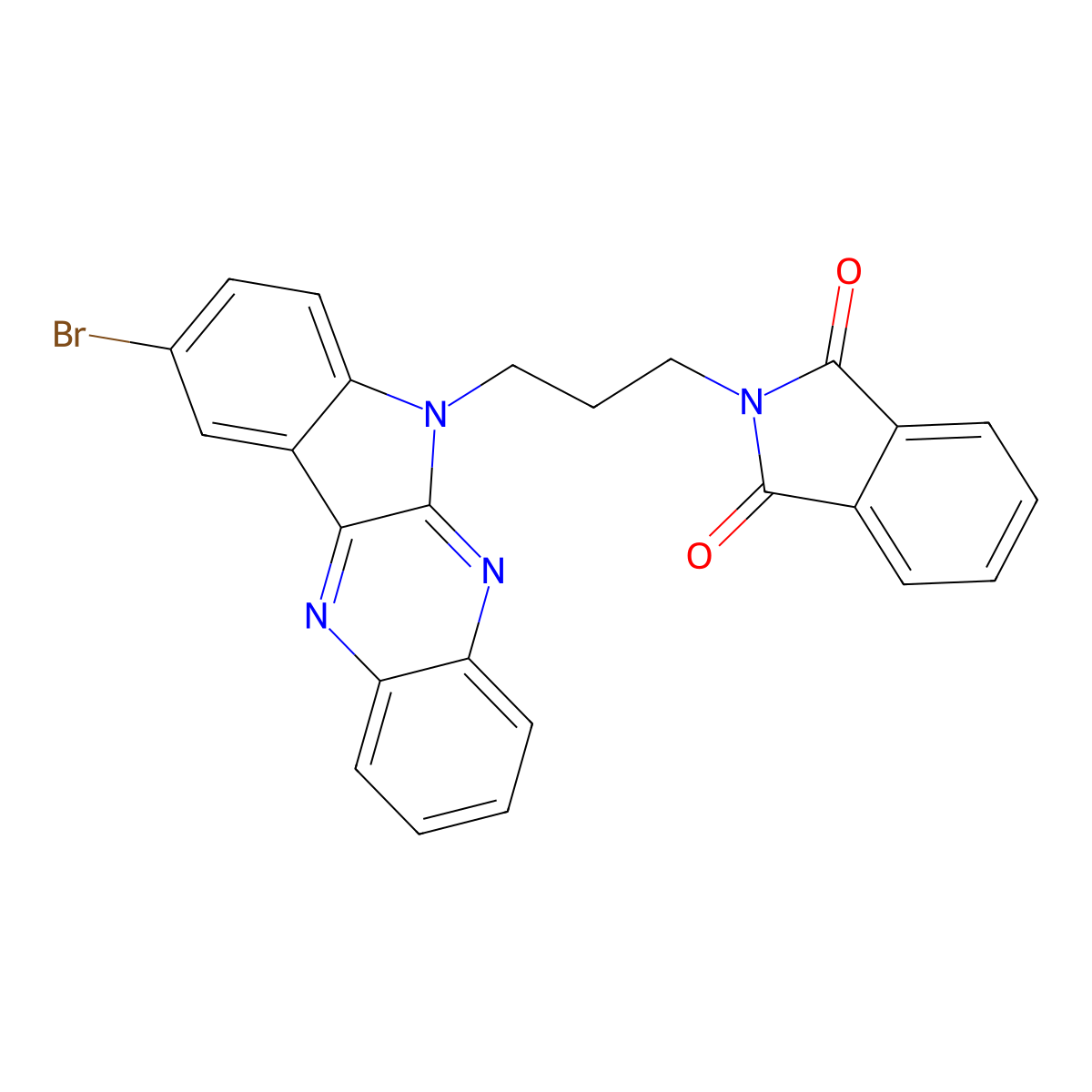 2-(3-{9-bromo-6H-indolo[2,3-b]quinoxalin-6-yl}propyl)-2,3-dihydro-1H-isoindole-1,3-dione molecular structure, CAS 637756-56-0