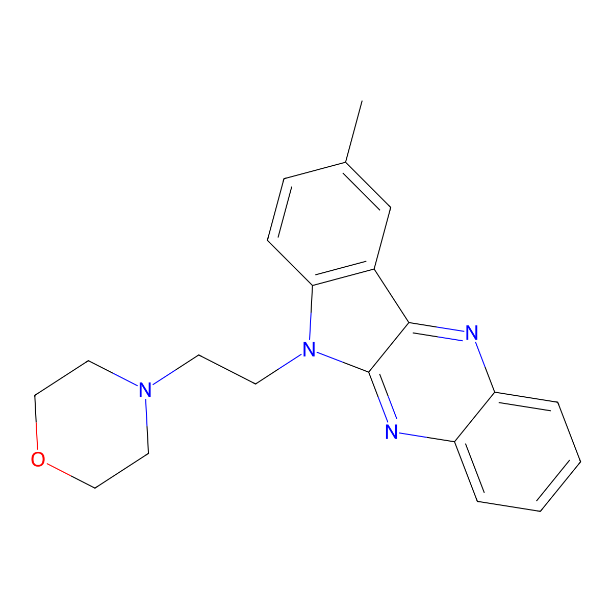 4-[2-(9-Methyl-6-indolo[3,2-b]quinoxalinyl)ethyl]morpholine molecular structure, CAS 637756-59-3