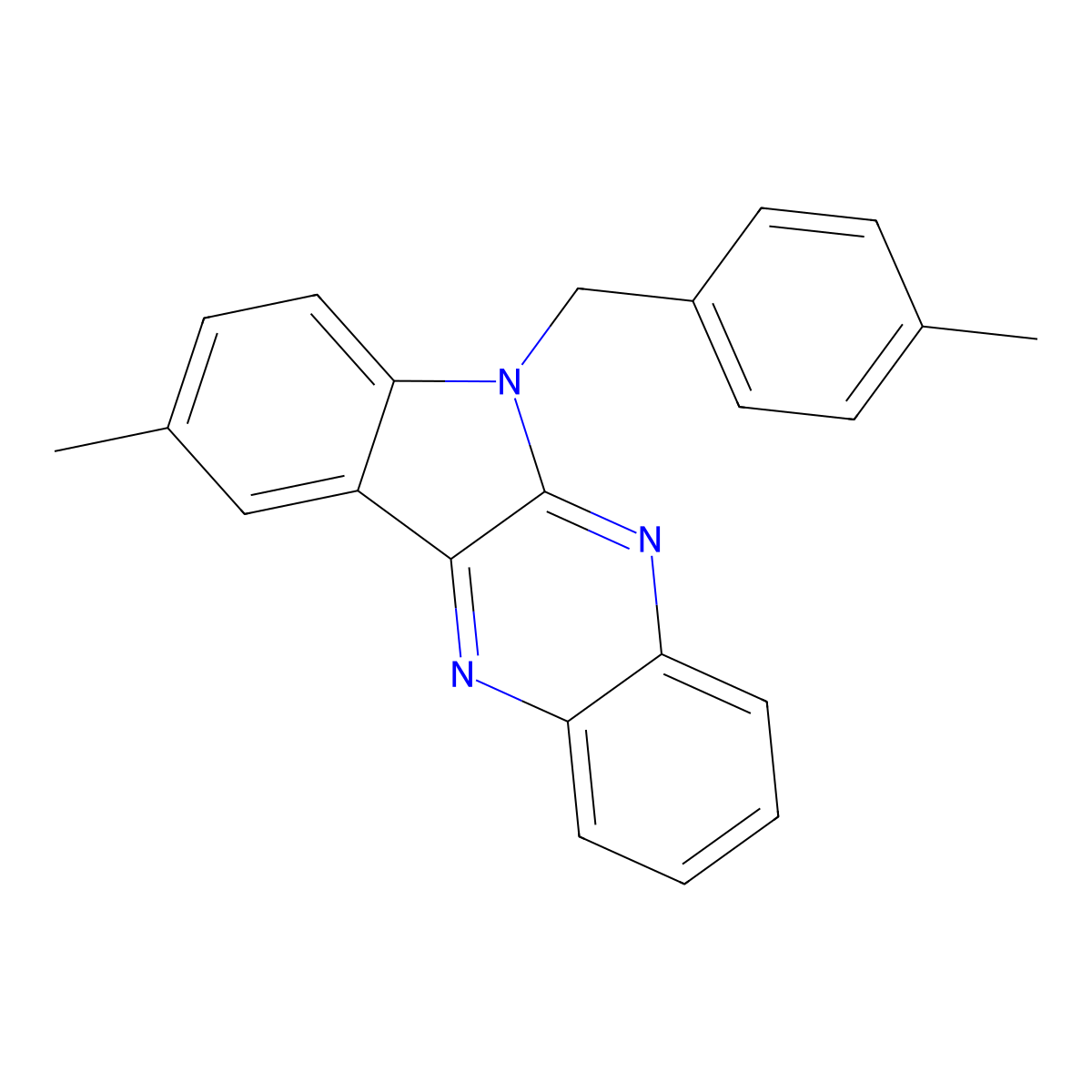 9-methyl-6-(4-methylbenzyl)-6H-indolo[2,3-b]quinoxaline molecular structure, CAS 637756-60-6