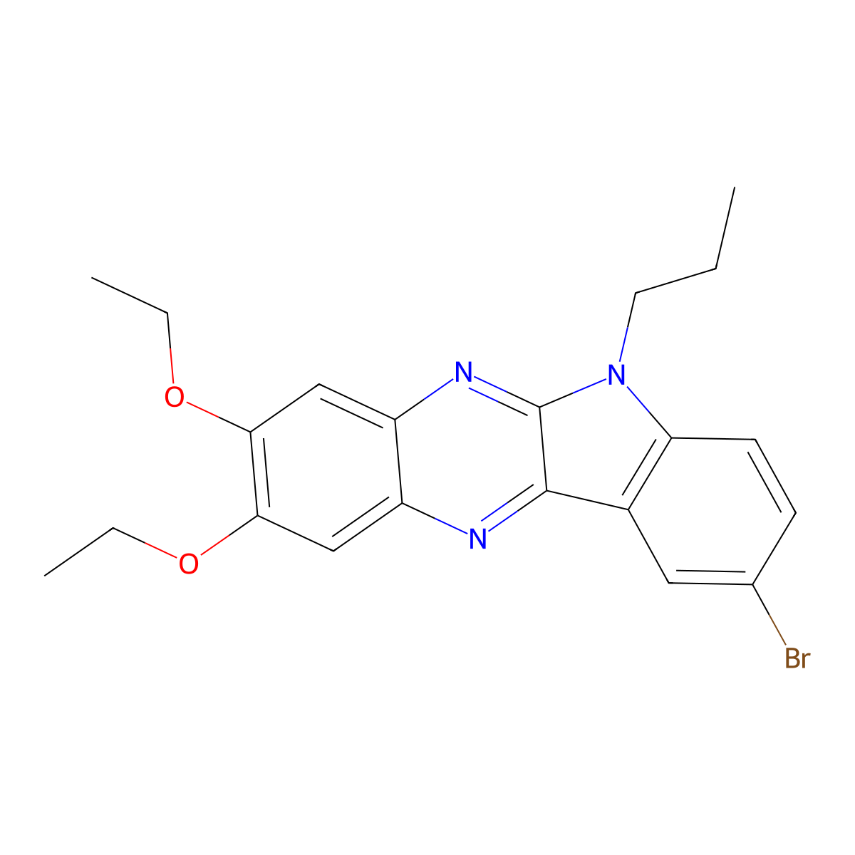 9-bromo-2,3-diethoxy-6-propyl-6H-indolo[2,3-b]quinoxaline molecular structure, CAS 637756-62-8