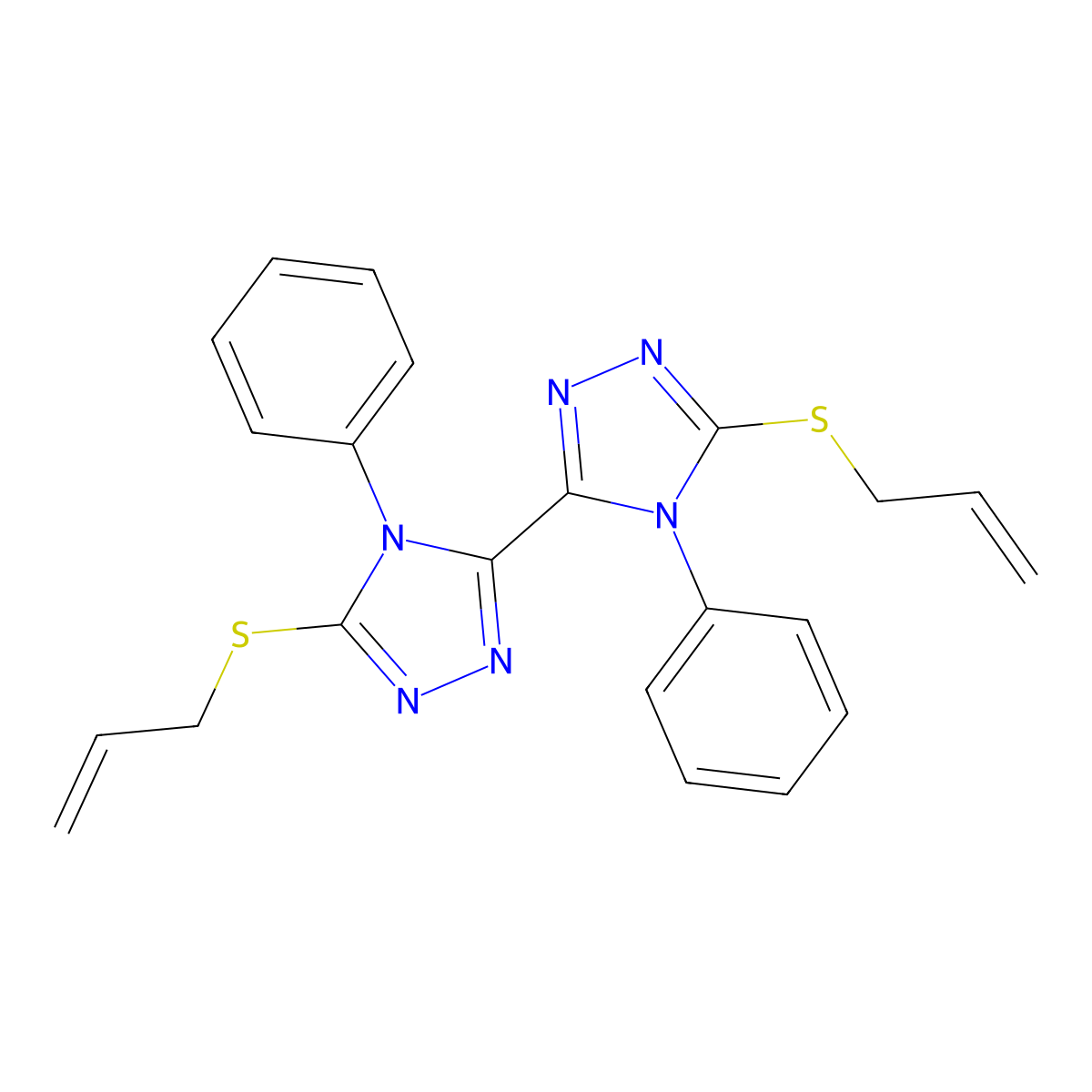 4-Phenyl-3-(4-phenyl-5-prop-2-enylsulfanyl-1,2,4-triazol-3-yl)-5-prop-2-enylsulfanyl-1,2,4-triazole molecular structure, CAS 63776-97-6