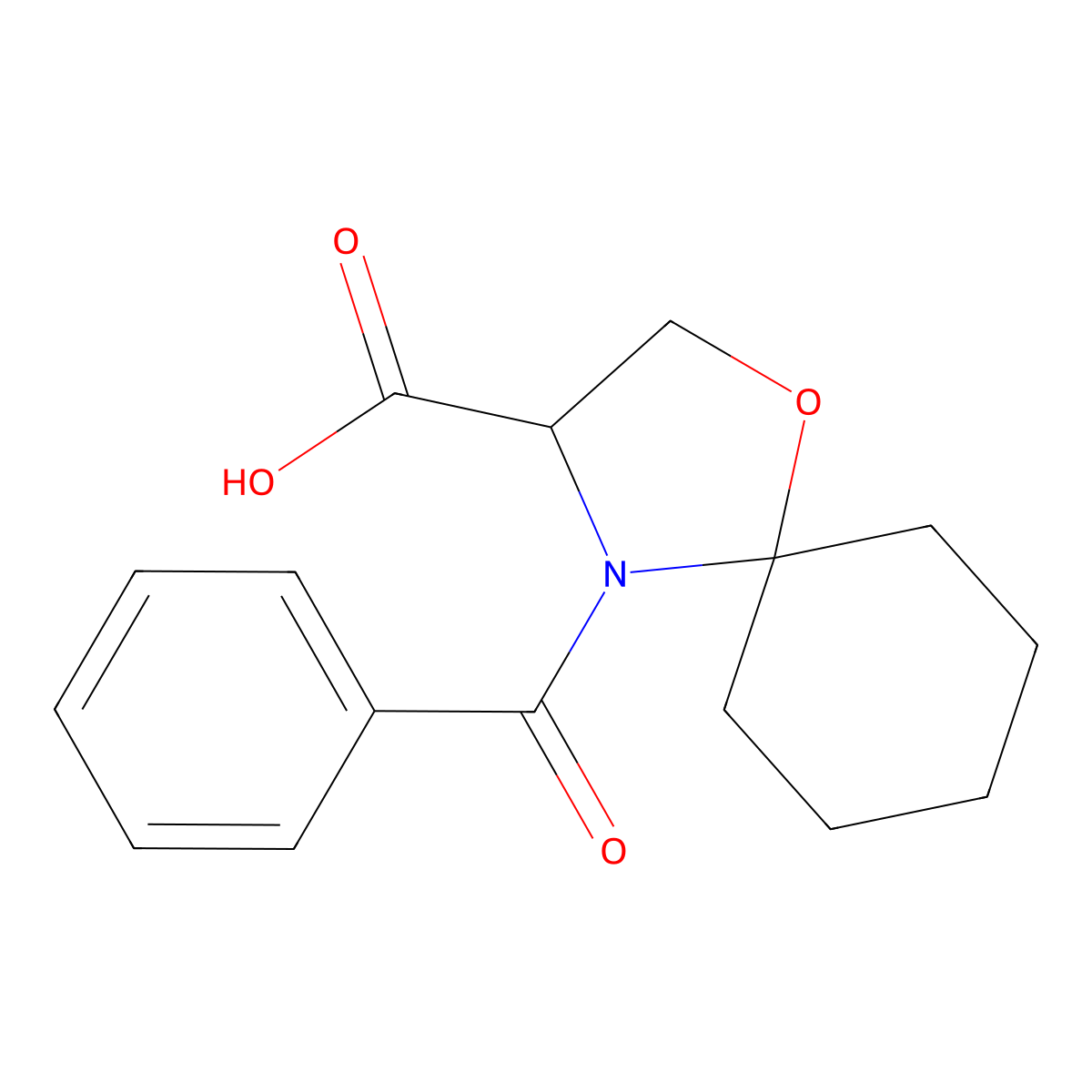 4-Benzoyl-1-oxa-4-azaspiro[4.5]decane-3-carboxylic acid molecular structure, CAS 637773-04-7