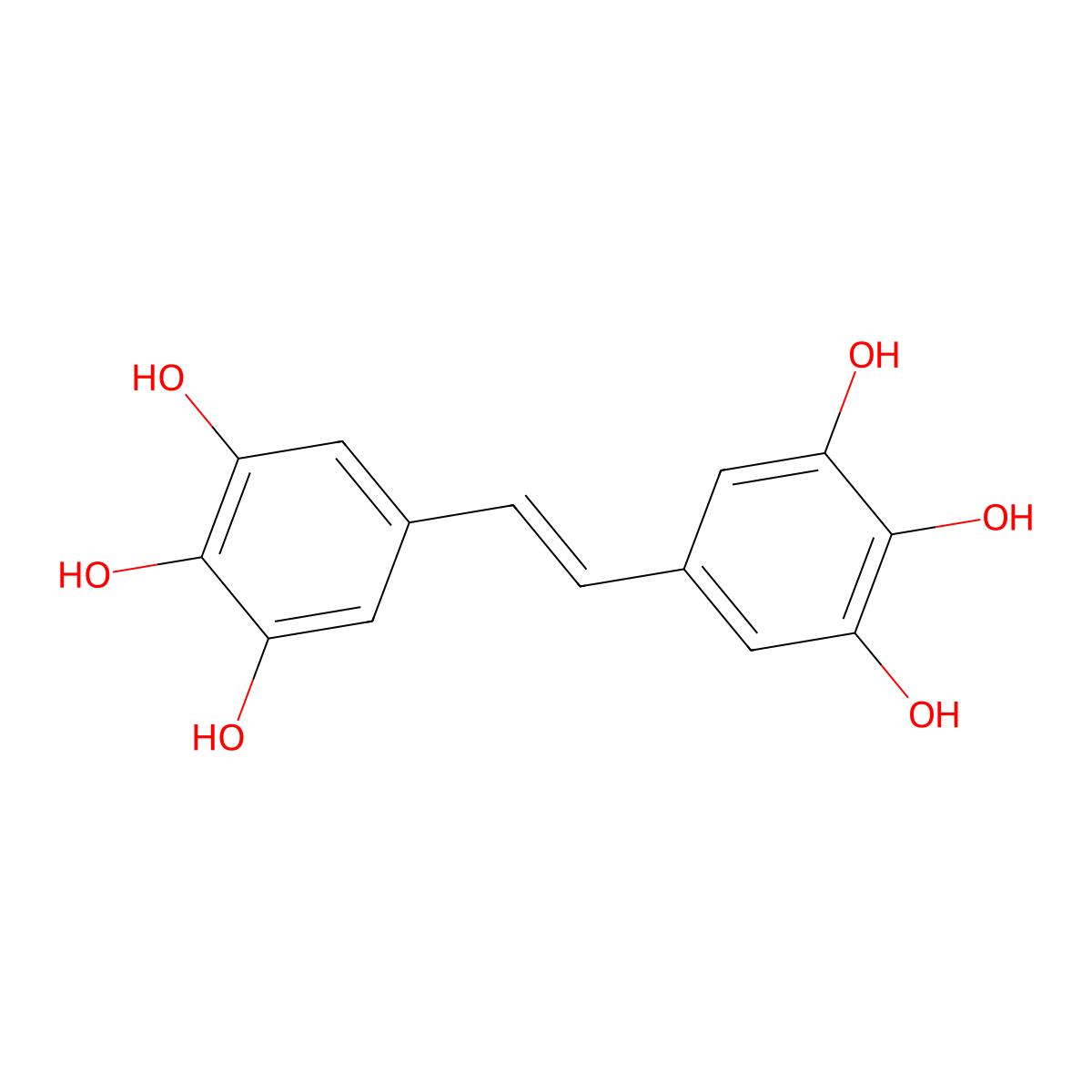 3,3',4,4',5,5'-Hexahydroxy-trans-stilbene molecular structure, CAS 637776-83-1