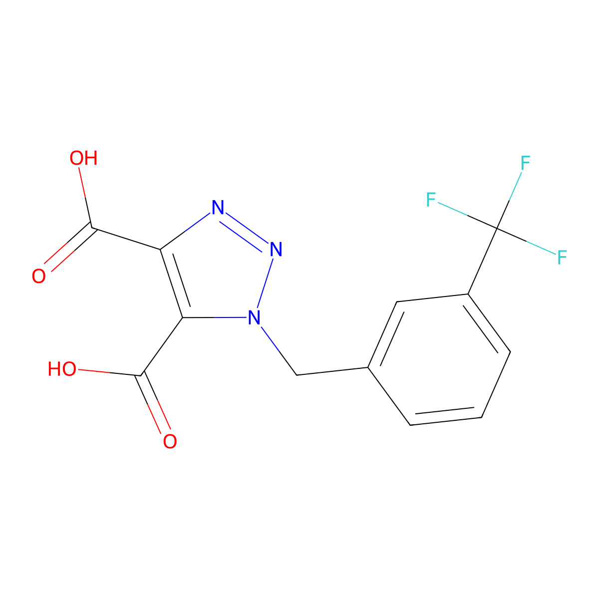1-[[3-(trifluoromethyl)phenyl]methyl]triazole-4,5-dicarboxylic Acid molecular structure, CAS 63778-15-4