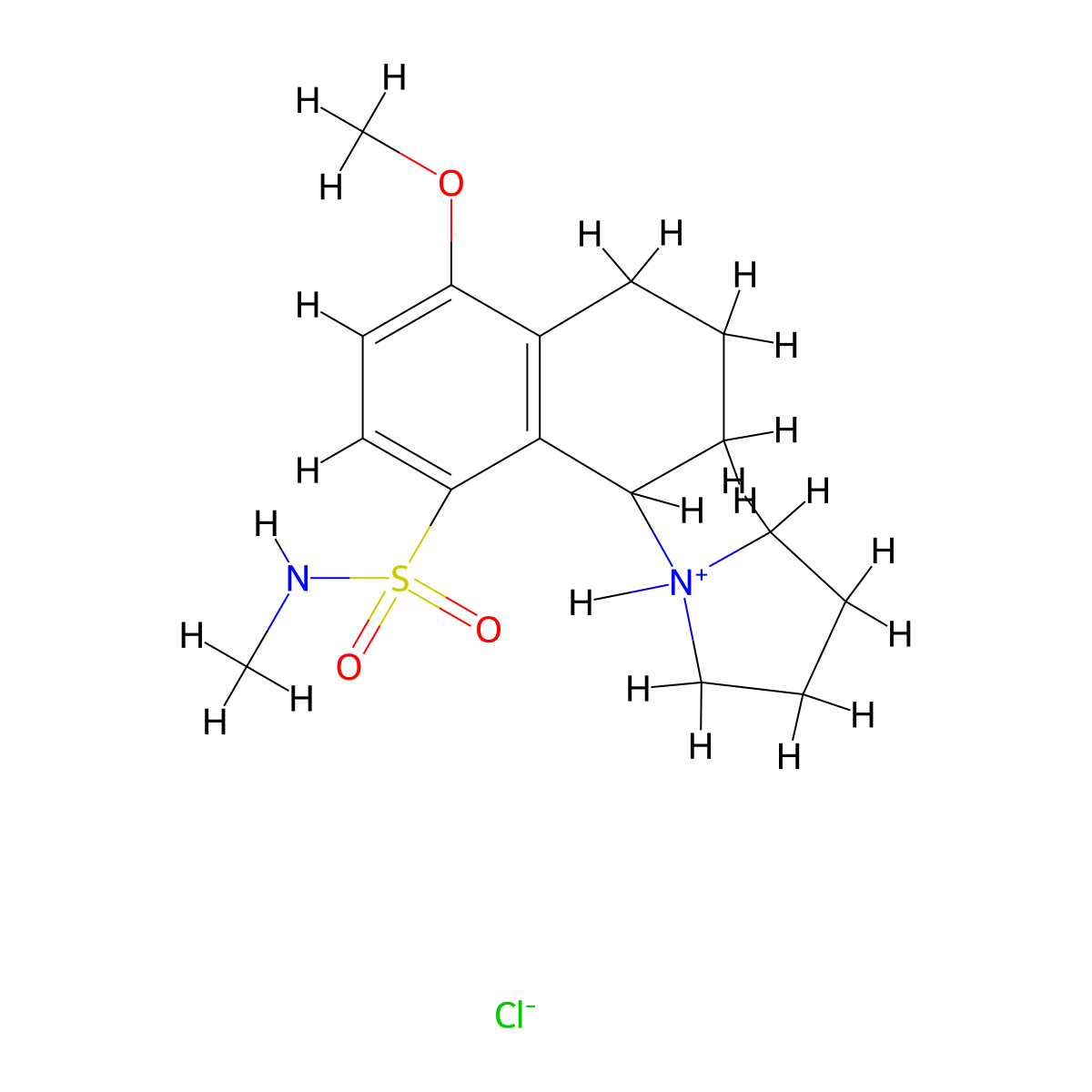 4-Methoxy-N-methyl-8-(pyrrolidin-1-yl)-5,6,7,8-tetrahydronaphthalene-1-sulfonamide--hydrogen chloride (1/1) molecular structure, CAS 63784-88-3