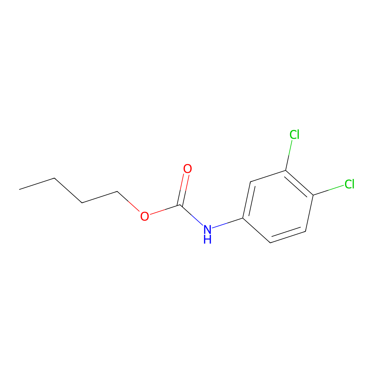 Butyl N-(3,4-dichlorophenyl)carbamate molecular structure, CAS 63785-38-6