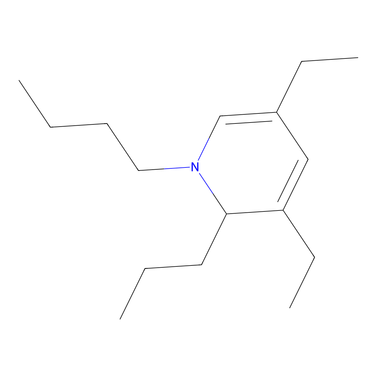 Pyridine, 1-butyl-3,5-diethyl-1,2-dihydro-2-propyl- molecular structure, CAS 63789-05-9