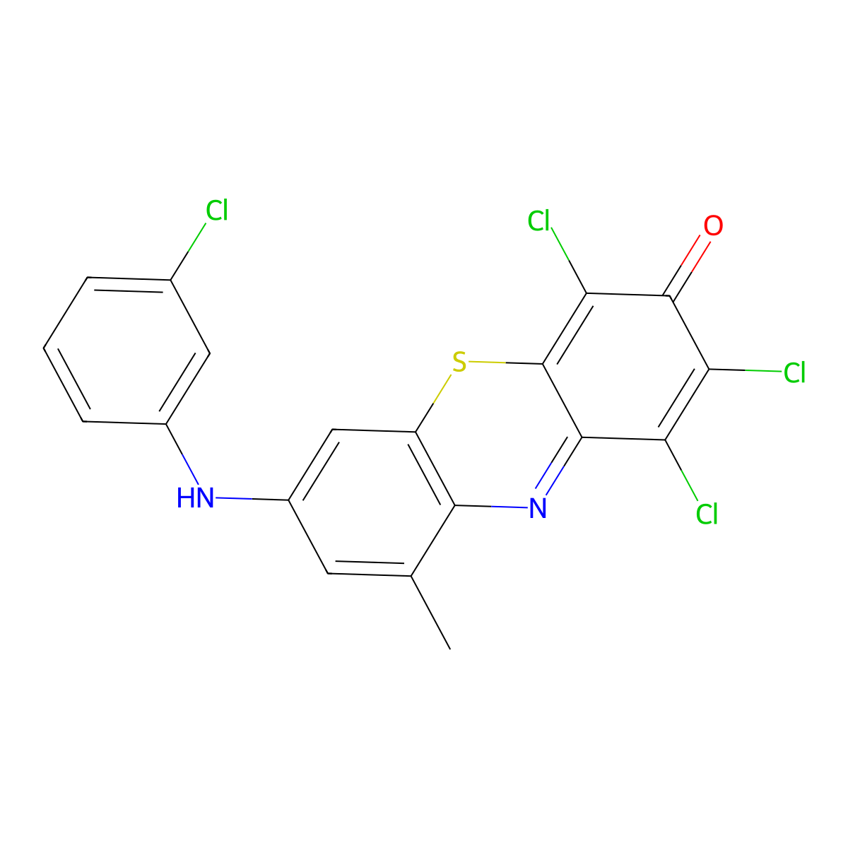 1,2,4-trichloro-7-[(3-chlorophenyl)amino]-9-methyl-3H-phenothiazin-3-one molecular structure, CAS 6379-03-9