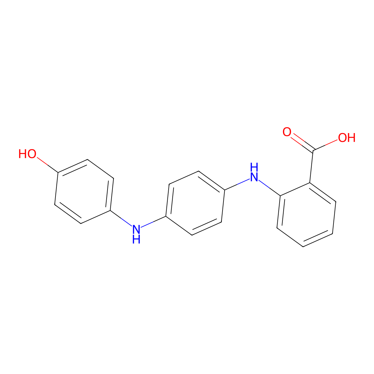 2-((4-((4-Hydroxyphenyl)amino)phenyl)amino)benzoic acid molecular structure, CAS 6379-19-7