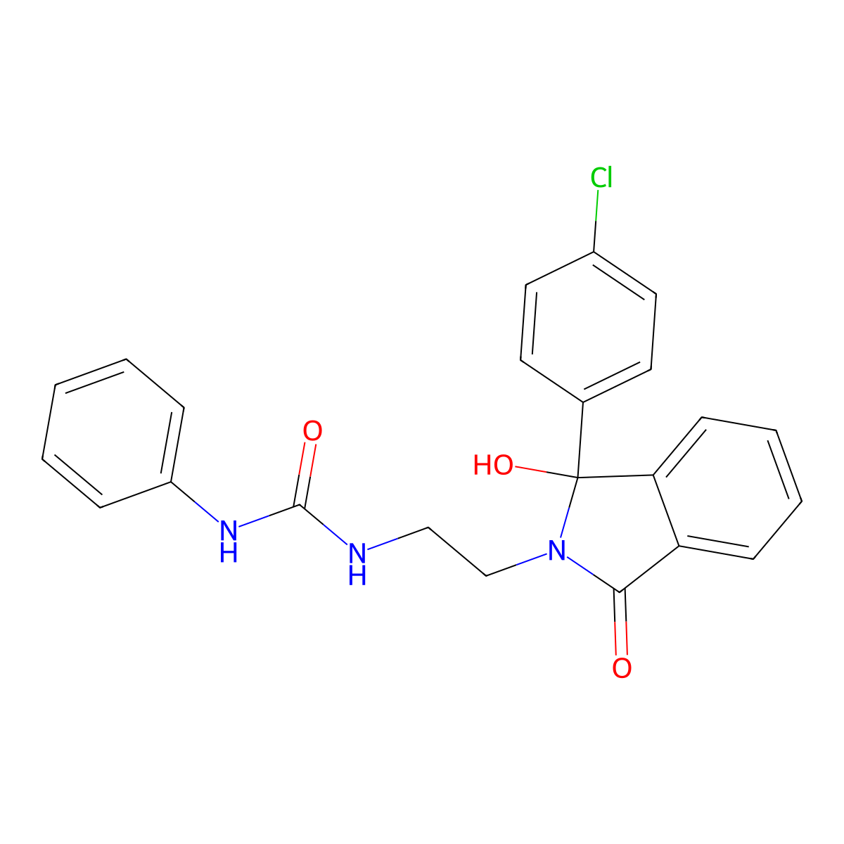 1-{2-[1-(4-chlorophenyl)-1-hydroxy-3-oxo-1,3-dihydro-2H-isoindol-2-yl]ethyl}-3-phenylurea molecular structure, CAS 6379-28-8