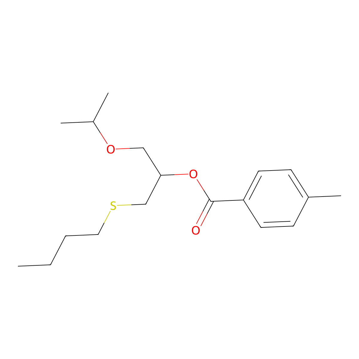 (1-Butylsulfanyl-3-propan-2-yloxypropan-2-yl) 4-methylbenzoate molecular structure, CAS 6379-92-6