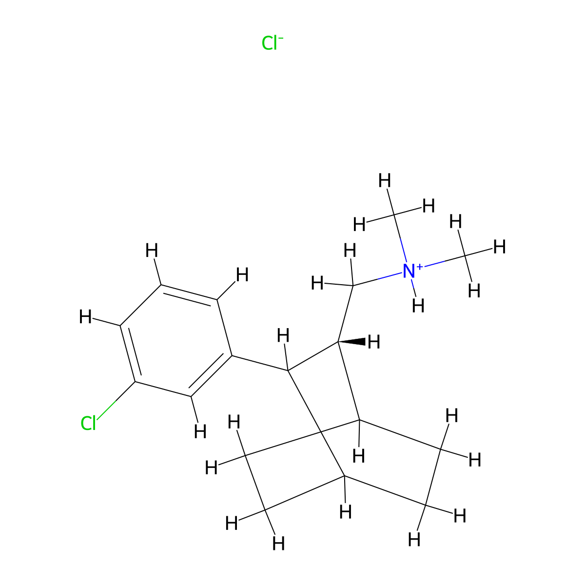 Bicyclo(2.2.2)octane-2-methylamine, 3-(m-chlorophenyl)-N,N-dimethyl-, hydrochloride, (E)- molecular structure, CAS 63794-49-0