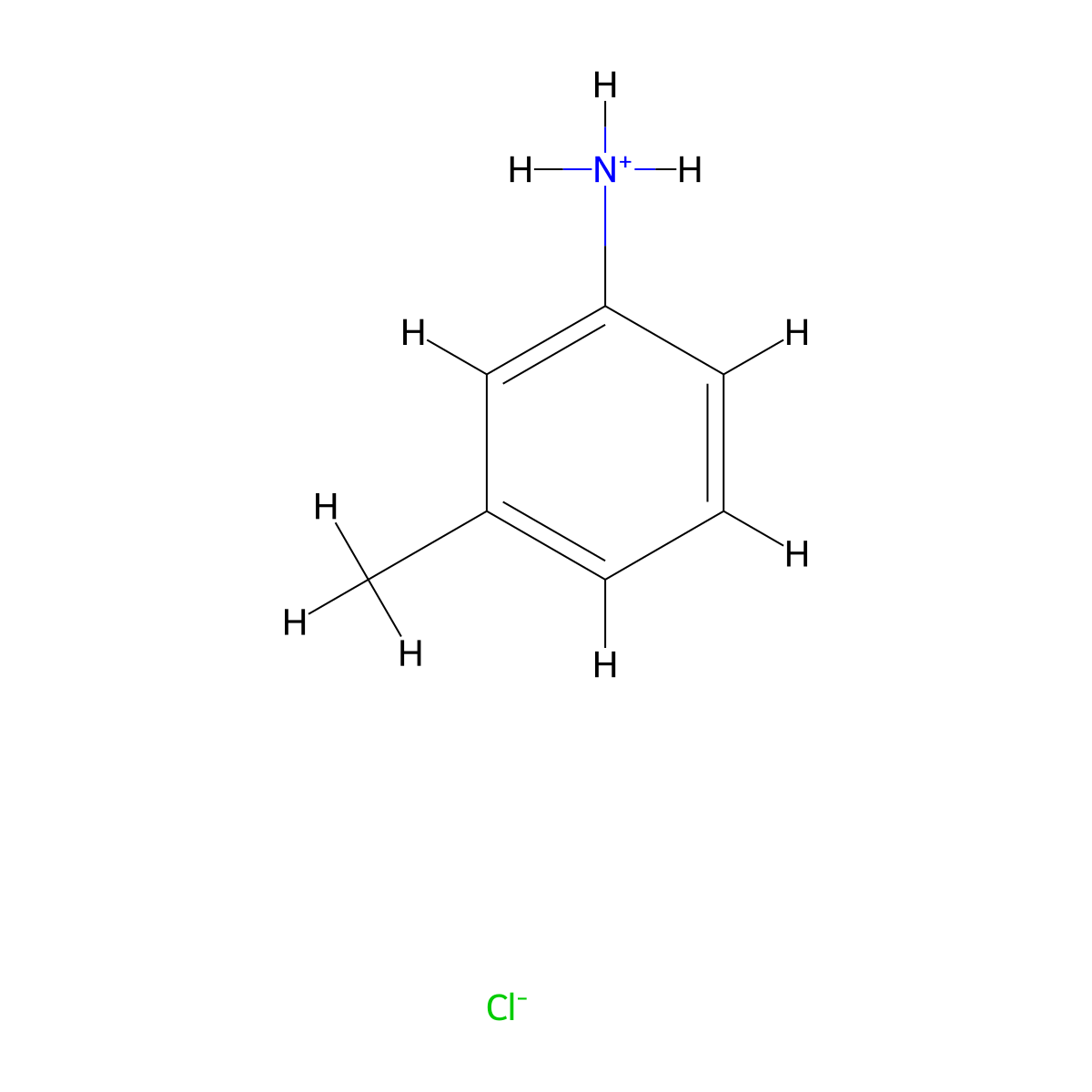 m-Toluidinium chloride molecular structure, CAS 638-03-9