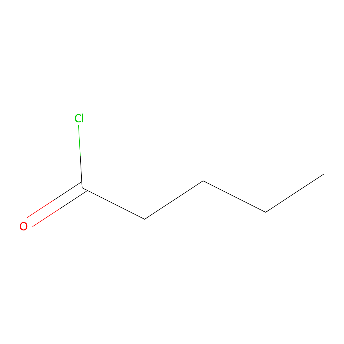 Valeryl chloride molecular structure, CAS 638-29-9
