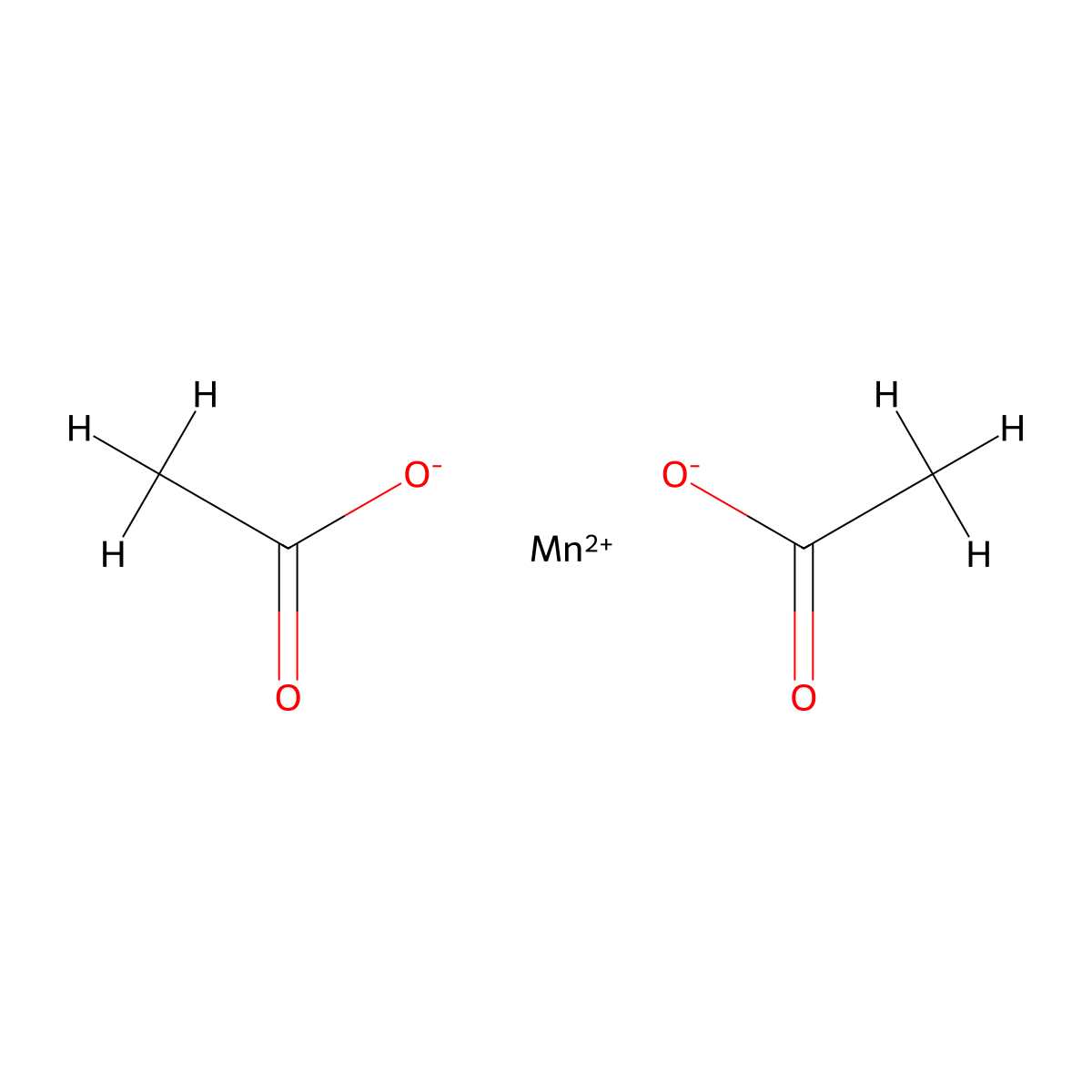 Manganese(II) acetate , Manganese(II) Acetate, Anhydrous molecular structure, CAS 638-38-0