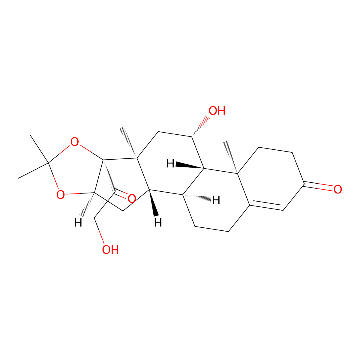 16alpha-Hydroxyhydrocortisone 16,17-acetonide molecular structure, CAS 638-93-7