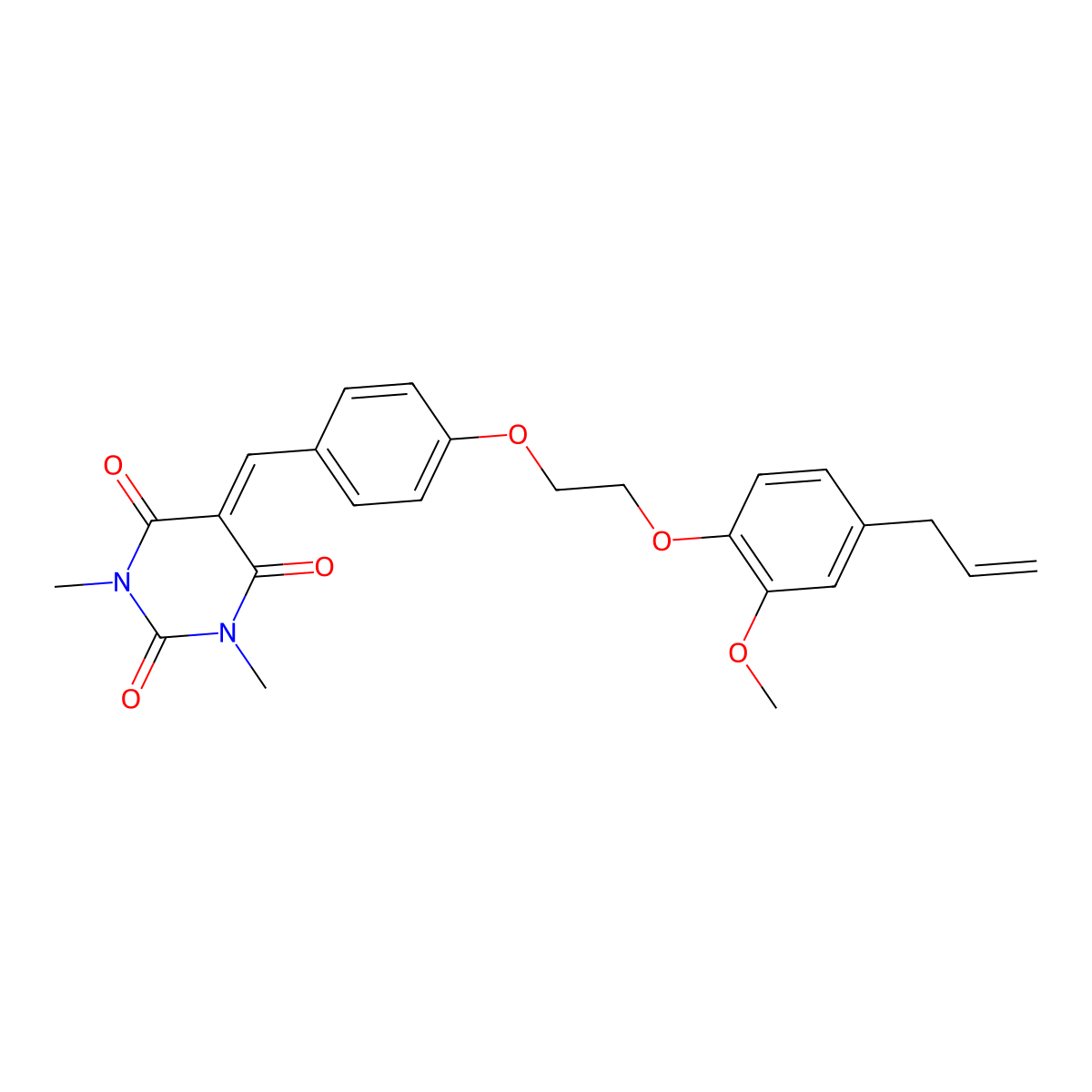 5-[[4-[2-(2-Methoxy-4-prop-2-enylphenoxy)ethoxy]phenyl]methylidene]-1,3-dimethyl-1,3-diazinane-2,4,6-trione molecular structure, CAS 6380-84-3