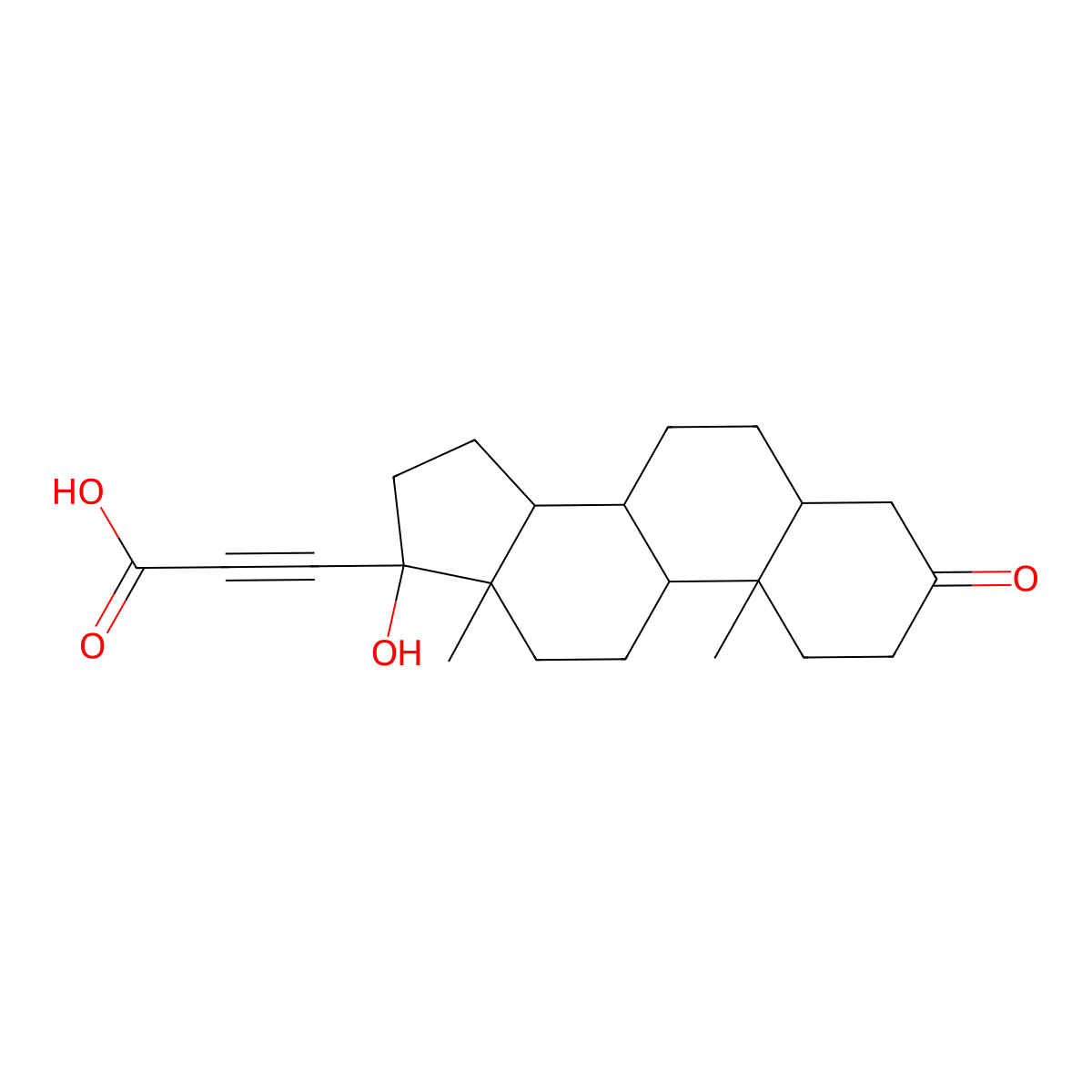 3-((5S,8R,9S,10S,13S,14S,17S)-17-hydroxy-10,13-dimethyl-3-oxohexadecahydro-1H-cyclopenta[a]phenanthren-17-yl)propiolic acid molecular structure, CAS 63804-03-5