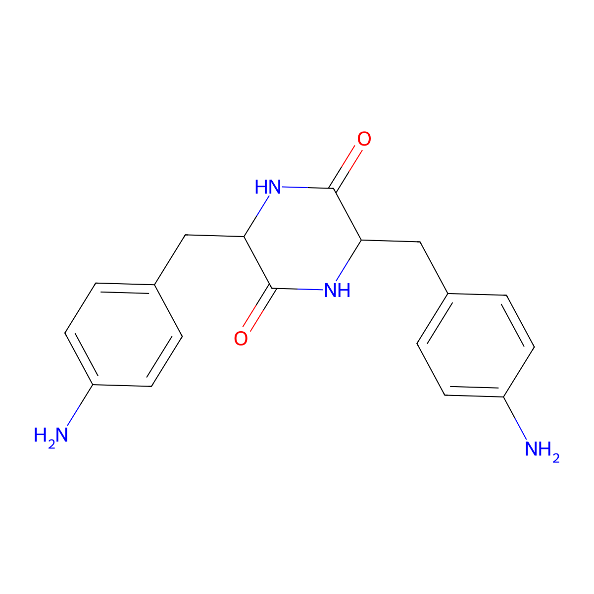 3,6-Bis[(4-aminophenyl)methyl]piperazine-2,5-dione molecular structure, CAS 63808-86-6