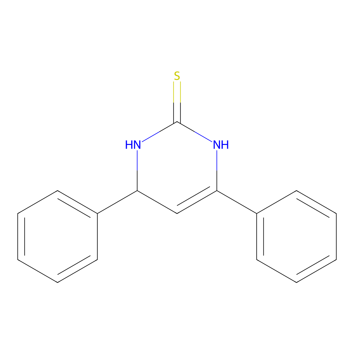 4,6-Diphenyl-1,2,3,4-tetrahydropyrimidine-2-thione molecular structure, CAS 6381-55-1