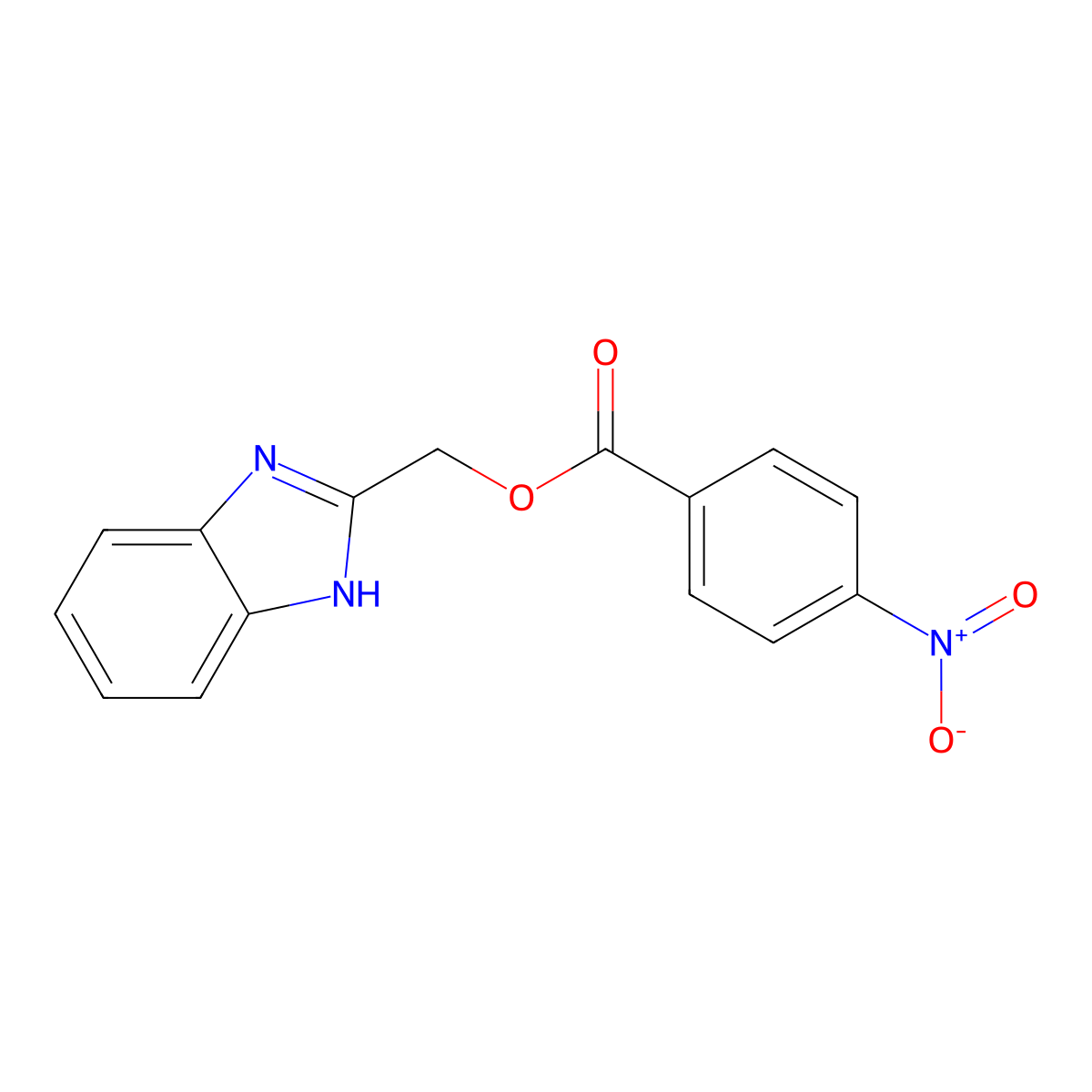 1H-benzimidazol-2-ylmethyl 4-nitrobenzoate molecular structure, CAS 6381-66-4
