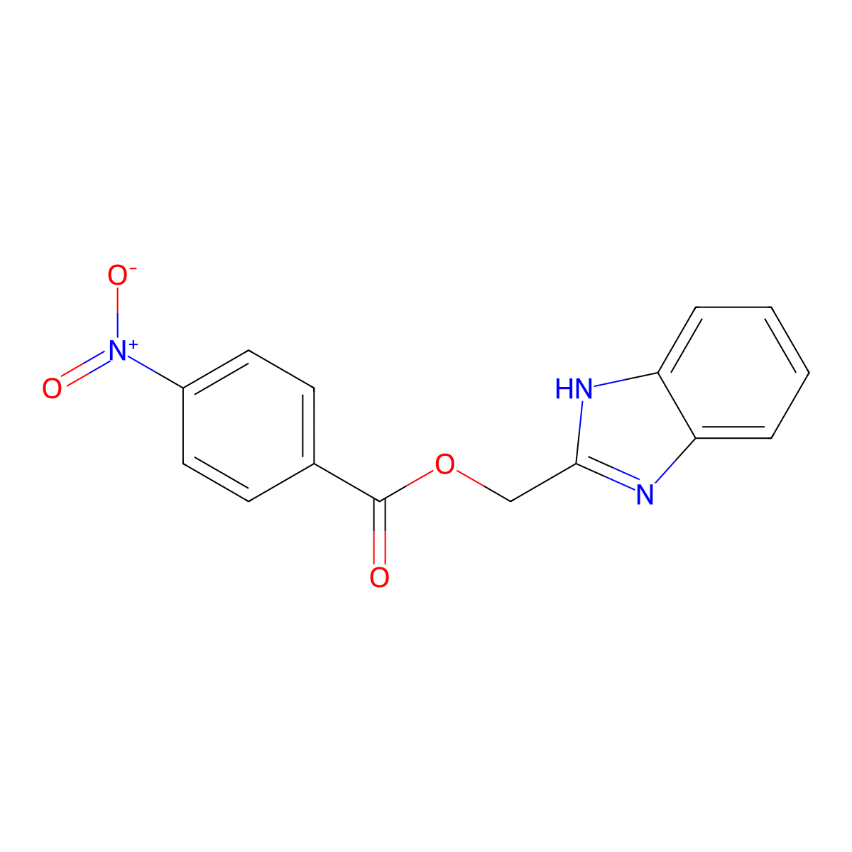 1H-benzimidazol-2-ylmethyl 4-nitrobenzoate molecular structure, CAS 6381-66-4