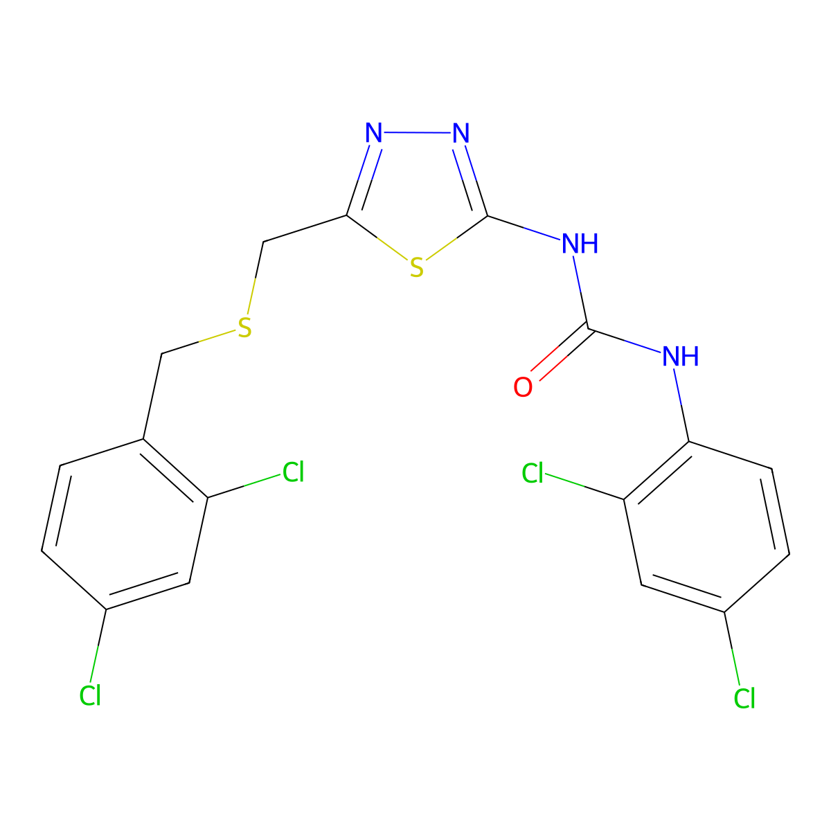 1-(5-{[(2,4-Dichlorobenzyl)sulfanyl]methyl}-1,3,4-thiadiazol-2-yl)-3-(2,4-dichlorophenyl)urea molecular structure, CAS 6381-71-1