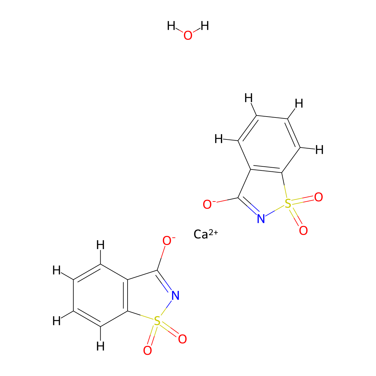 Calcium saccharin hydrate molecular structure, CAS 6381-91-5
