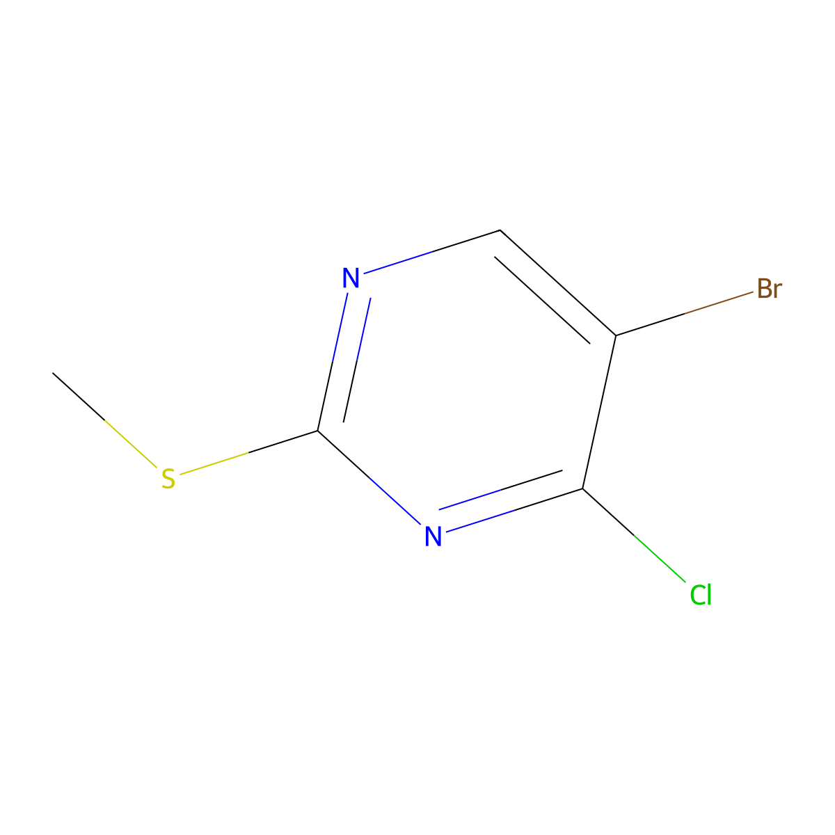 5-Bromo-4-chloro-2-(methylsulfanyl)pyrimidine molecular structure, CAS 63810-78-6