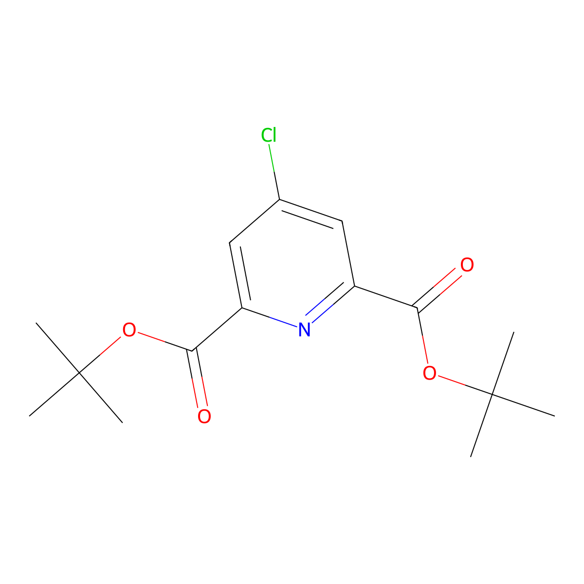 Di-tert-butyl 4-chloropyridine-2,6-dicarboxylate molecular structure, CAS 638128-19-5