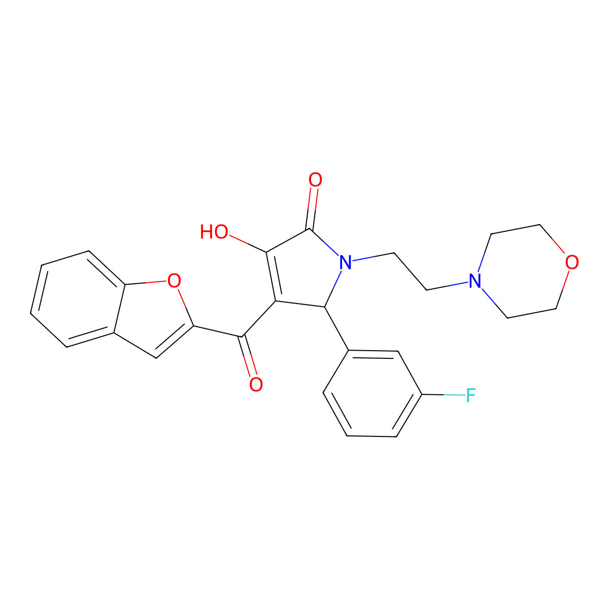 4-(1-benzofuran-2-carbonyl)-5-(3-fluorophenyl)-3-hydroxy-1-[2-(morpholin-4-yl)ethyl]-2,5-dihydro-1H-pyrrol-2-one molecular structure, CAS 638133-82-1