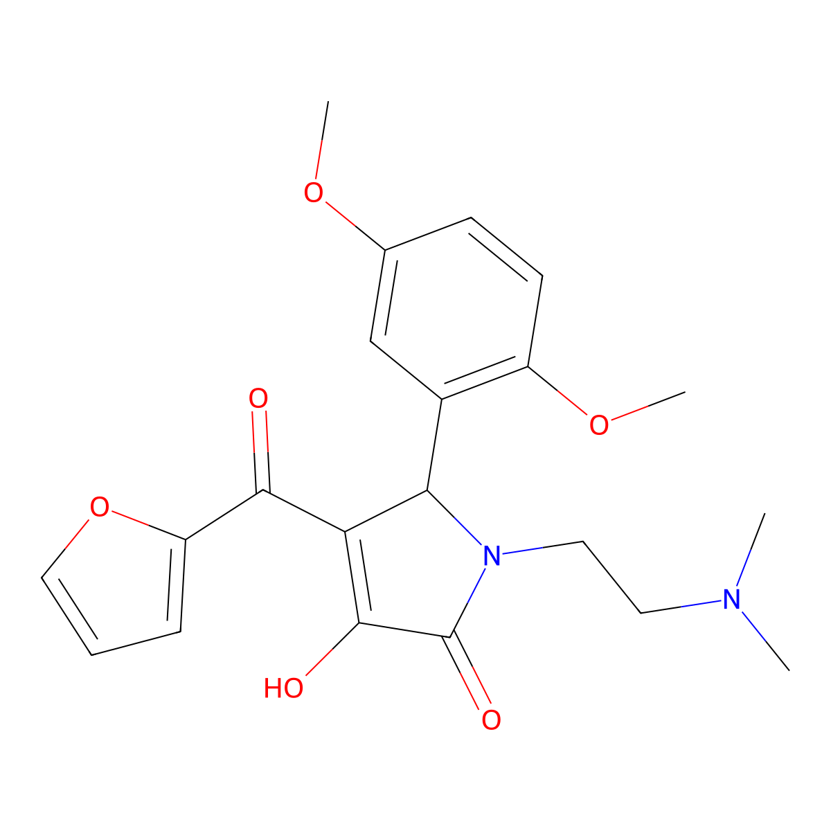 5-(2,5-dimethoxyphenyl)-1-(2-(dimethylamino)ethyl)-4-(furan-2-carbonyl)-3-hydroxy-1H-pyrrol-2(5H)-one molecular structure, CAS 638134-28-8