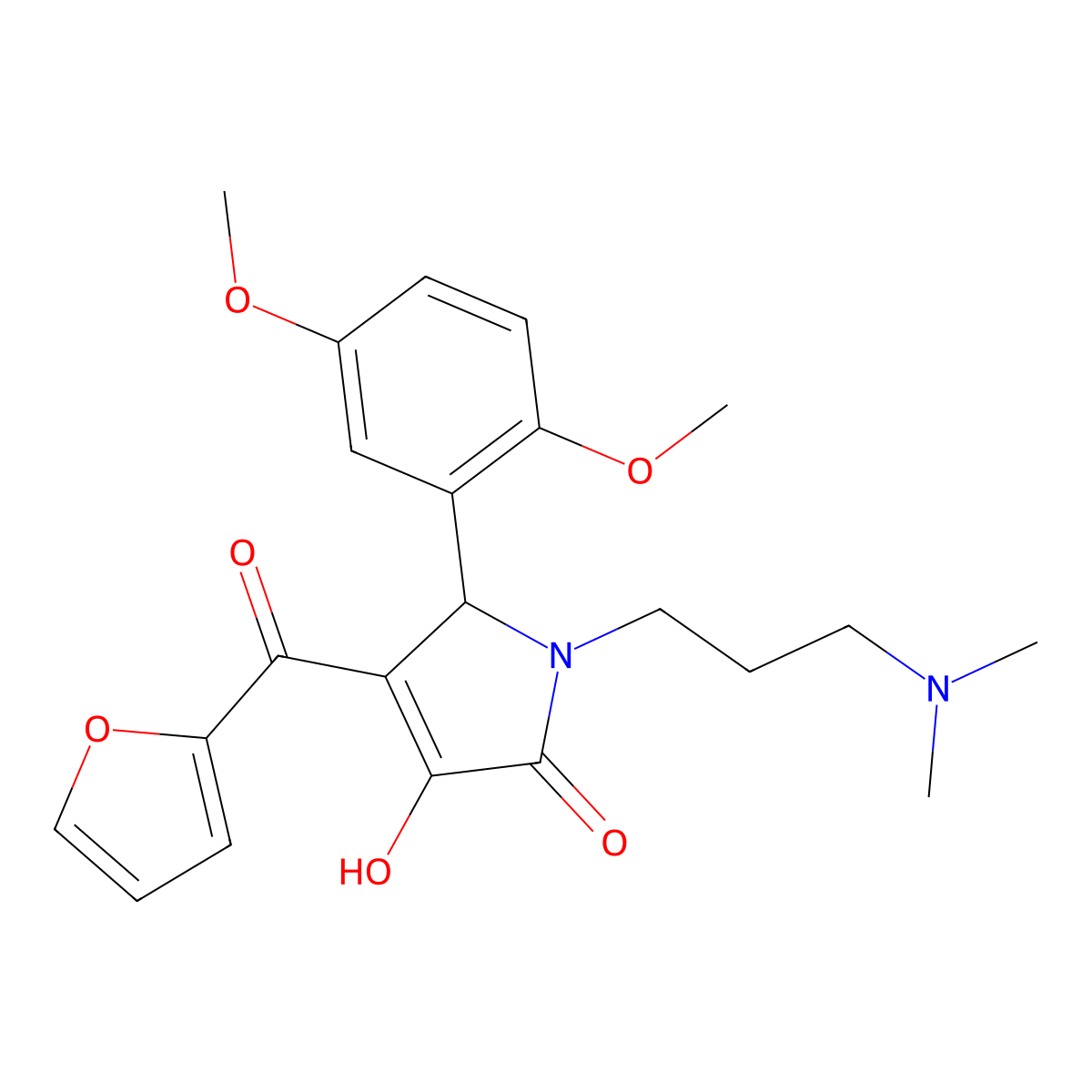 5-(2,5-Dimethoxyphenyl)-1-[3-(dimethylamino)propyl]-4-(2-furylcarbonyl)-3-hydr oxy-3-pyrrolin-2-one molecular structure, CAS 638134-31-3