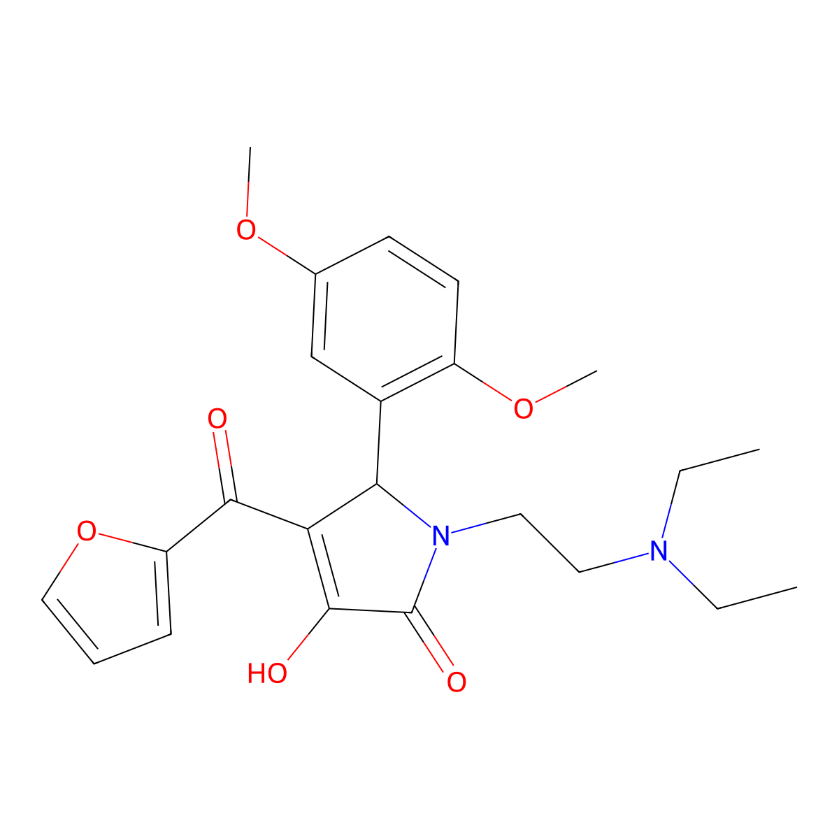 1-[2-(Diethylamino)ethyl]-5-(2,5-dimethoxyphenyl)-4-(2-furylcarbonyl)-3-hydrox y-3-pyrrolin-2-one molecular structure, CAS 638134-33-5