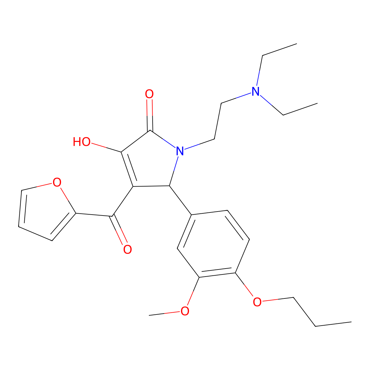 1-[2-(Diethylamino)ethyl]-4-(2-furylcarbonyl)-3-hydroxy-5-(3-methoxy-4-propoxy phenyl)-3-pyrrolin-2-one molecular structure, CAS 638134-34-6
