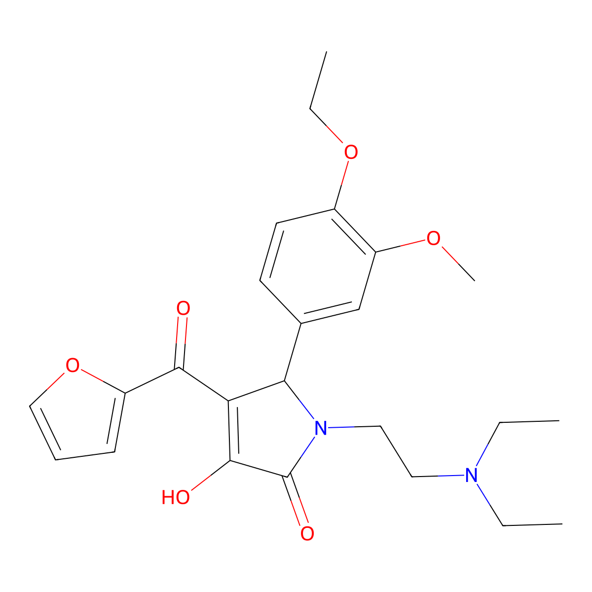 1-[2-(diethylamino)ethyl]-5-(4-ethoxy-3-methoxyphenyl)-4-(furan-2-ylcarbonyl)-3-hydroxy-1,5-dihydro-2H-pyrrol-2-one molecular structure, CAS 638134-35-7