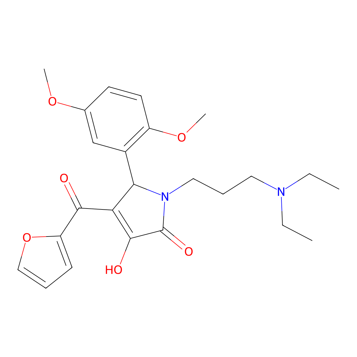 1-(3-(diethylamino)propyl)-5-(2,5-dimethoxyphenyl)-4-(furan-2-carbonyl)-3-hydroxy-1H-pyrrol-2(5H)-one molecular structure, CAS 638134-36-8