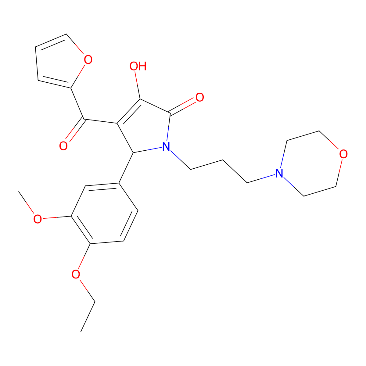5-(4-ethoxy-3-methoxyphenyl)-4-(2-furoyl)-3-hydroxy-1-[3-(4-morpholinyl)propyl]-1,5-dihydro-2H-pyrrol-2-one molecular structure, CAS 638134-40-4