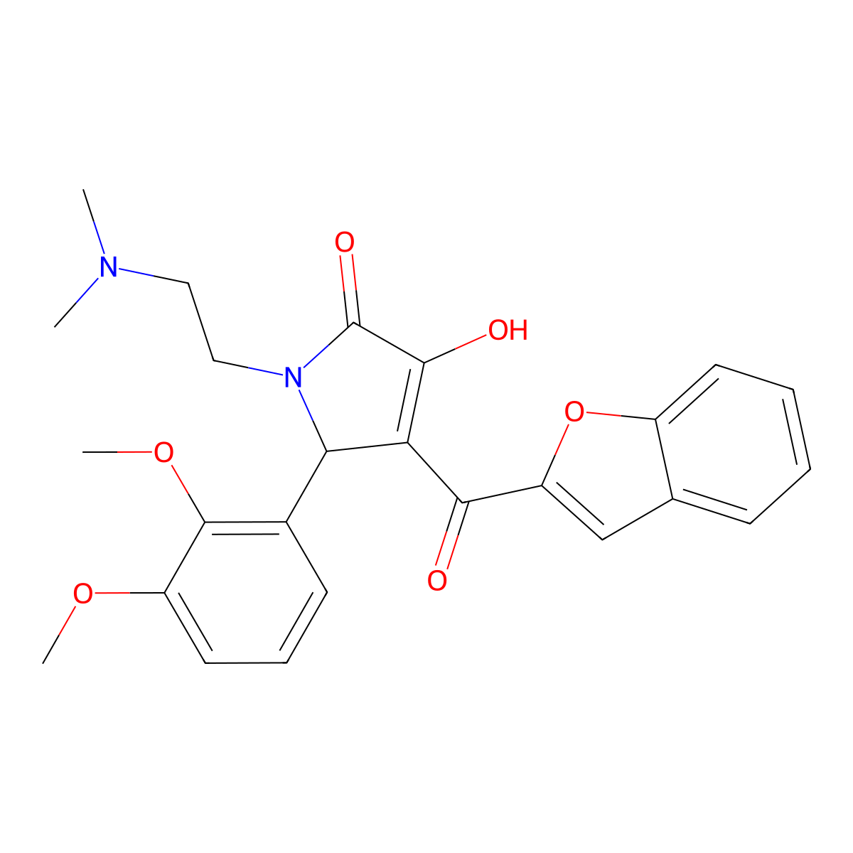 4-(Benzo[d]furan-2-ylcarbonyl)-5-(2,3-dimethoxyphenyl)-1-[2-(dimethylamino)eth yl]-3-hydroxy-3-pyrrolin-2-one molecular structure, CAS 638134-41-5