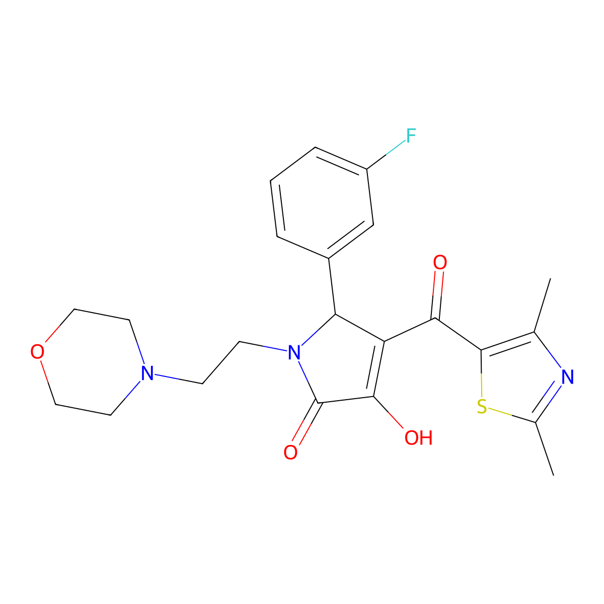 4-(2,4-dimethylthiazole-5-carbonyl)-5-(3-fluorophenyl)-3-hydroxy-1-(2-morpholinoethyl)-1H-pyrrol-2(5H)-one molecular structure, CAS 638134-93-7