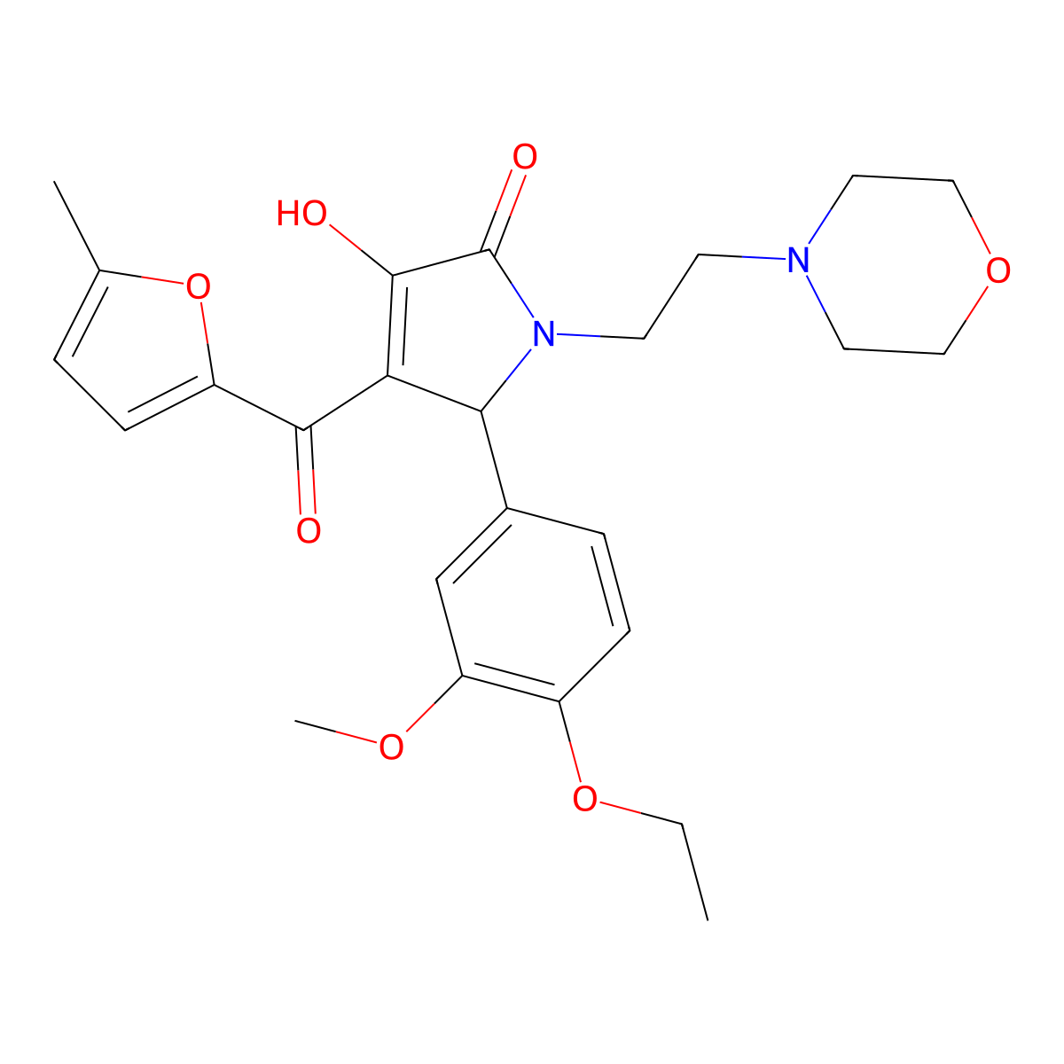 5-(4-Ethoxy-3-methoxyphenyl)-3-hydroxy-4-[(5-methyl(2-furyl))carbonyl]-1-(2-mo rpholin-4-ylethyl)-3-pyrrolin-2-one molecular structure, CAS 638135-47-4
